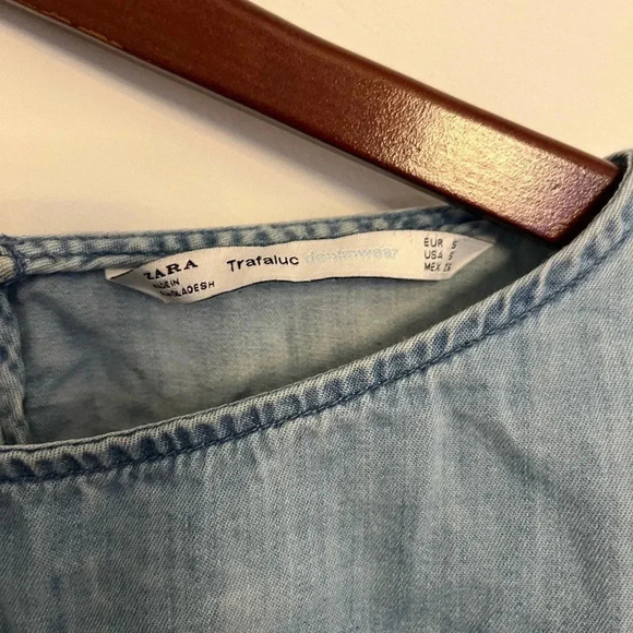 Zara denim style top with statement sleeves size  small - Picture 4 of 6